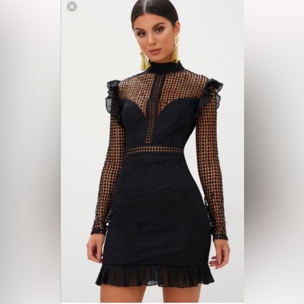 Pretty Little Thing Black Lace Dress Size 4